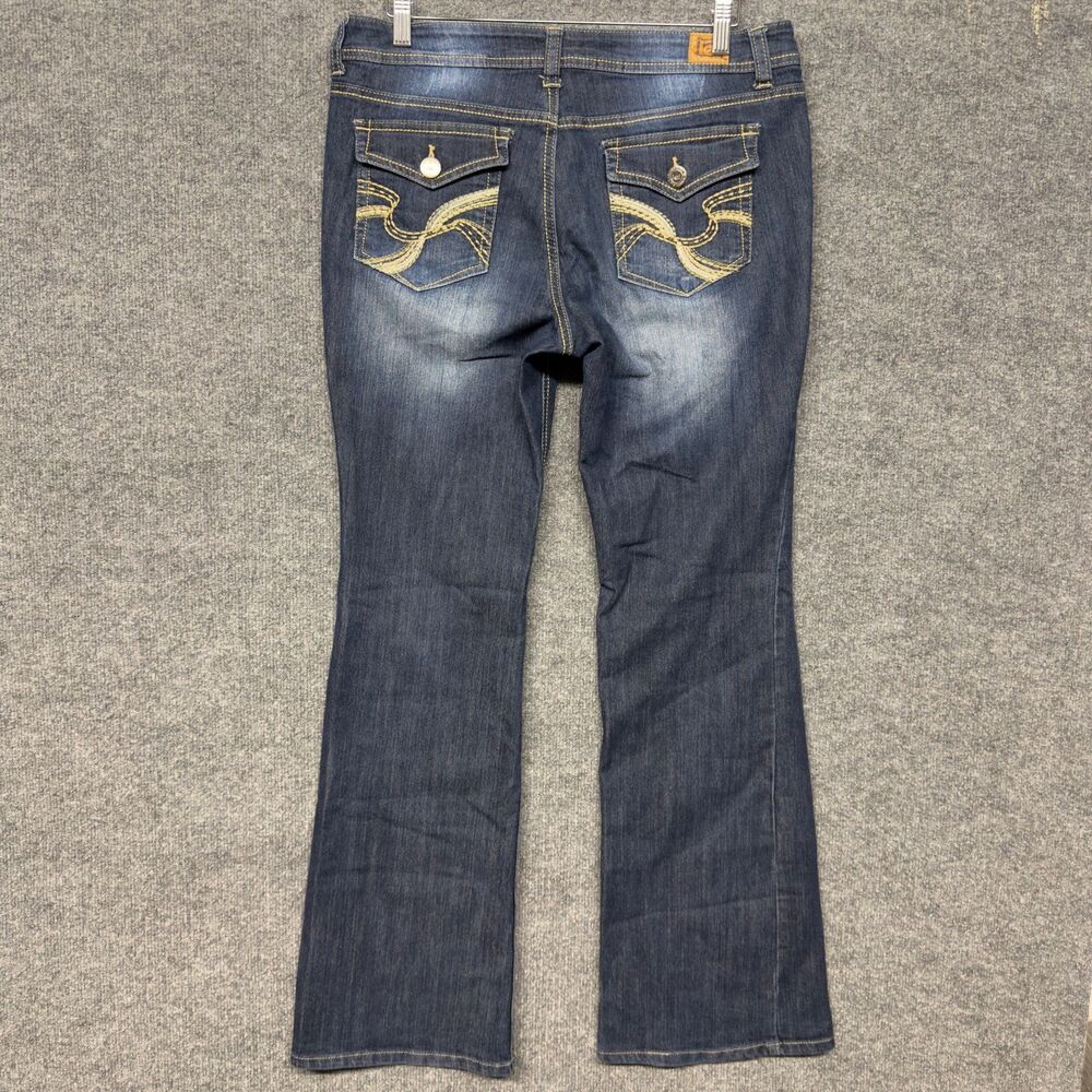 LEI Women's Sophia Hipster Flare Jeans 13 Long Denim Stretch 34x32 Cowgirl